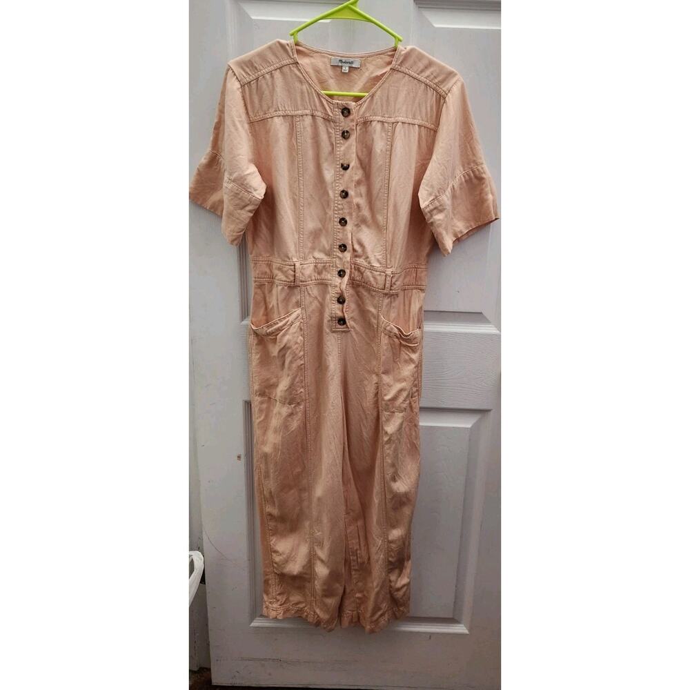 Madewell Pink Blush Coverall Jumpsuit Cotton Viscose Blend Button Up Size 0
